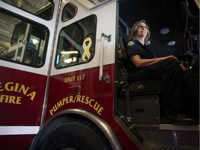 As a way to move toward the Saskatchewan Human Rights Commissions workplace diversity targets, RFPS is aiming to increase the applicant pool for firefighter positions by 25 women, 13 Indigenous people, and 13 people from a visible minority by 2025. Pictured in this archival photo from March 2019 is Lieut. Marianne Boychuk, who was the city's first female firefighter and the first woman in a leadership role in the department.