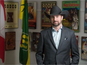 Chris Lane, CEO of Canadian Western Agribition, stands in the Agribition office at Evraz Place in Regina, Saskatchewan on Nov 18, 2020.