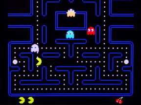 A playable version of the classic video game Pac-Man is seen as part of the new Game Changers exhibition being hosted by the Saskatchewan Science Centre in on Oct. 6, 2021. The exhibition features playable versions of a number of classic and modern games.