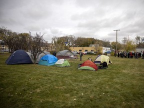 A tent city has popped up in Pepsi Park in Regina's Heritage neighbourhood.