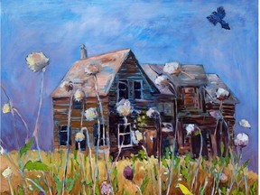 Edie Marshall's painting Broken Dreams is one of the pieces displayed on the newly launched Grasslands Gallery Online.