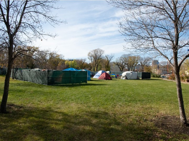  Camp Marjorie, a tent encampment for homeless people, is seen in Pepsi Park in Regina, Saskatchewan on Oct. 18, 2021.