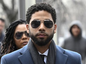 Empire actor Jussie Smollett arrives at the Leighton Criminal Court Building for his hearing in Chicago in 2019.
