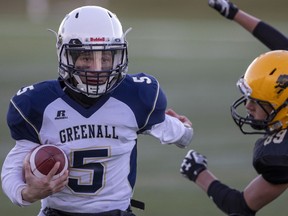 Balgonie Greenall Griffins quarterback Zach Kuculym, shown in this file photo, helped the Balgonie Greenall Griffins defeat the Johnson Wildcats 31-0 in RIFL playoff action Thursday.