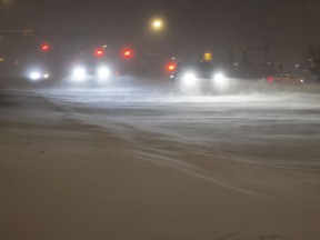Driving was treacherous inside Regina on Tuesday night while all highways leading into the city were closed.