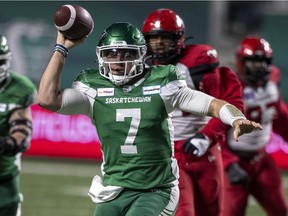 Cody Fajardo came through in the clutch for the Saskatchewan Roughriders during Sunday's CFL West Division semi-final against the visiting Calgary Stampeders.