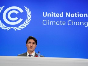 Canada's Prime Minister Justin Trudeau participates at the Global Methane Pledge event during the UN Climate Change Conference (COP26) in Glasgow, on Nov. 2, 2021.