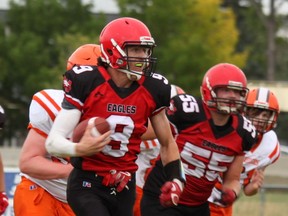 Weyburn Eagles quarterback Ben Manning, 9, is a key contributor to the team on both sides of the ball.