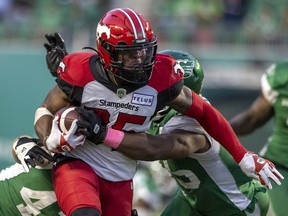 Tacklng Calgary Stampeders running back Ka'Deem Carey, 35, will be a priority for the Saskatchewan Roughriders in Sunday's CFL West Division semi-final.