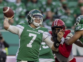 Quarterback Cody Fajardo, 7, feels the Saskatchewan Roughriders have something to prove heading into the 2021 CFL playoffs.