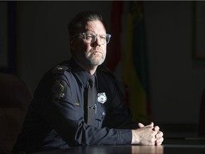 Insp. Cory Lindskog is seen inside the Regina Police Service Headquarters on Friday, December 10, 2021. Lindskog spoke with the Leader-Post about the evolving landscape of drug trafficking and the challenges faced by police.