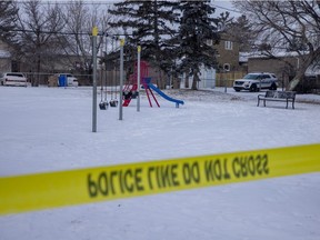 Various units of the Regina Police Service were at Greenberg Park on the 1900 of Broder Street as the entire park was taped off with police tape on Dec. 17, 2021 in Regina.