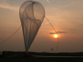 A stratospheric balloon ready for take-off by the Canadian Space Agency (CSA).