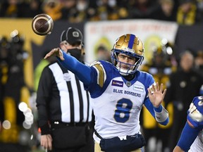 Zach Collaros is shown on Sunday, when he quarterbacked the Winnipeg Blue Bombers to their second consecutive Grey Cup championship.