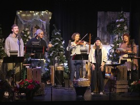 Cast members rehearse for Globe Theatre's Christmas production last year at The Artesian.