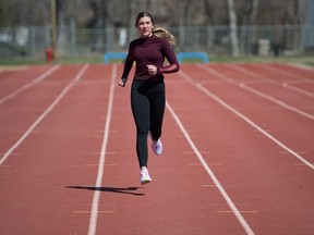 Regina Cougars track and field athlete Olivia Lawrence, shown here training in May, is looking forward to the Friendship Games on Saturday.