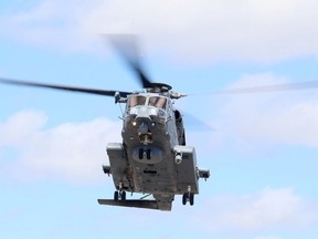 A CH-148 Cyclone helicopter arrives at the Norman Rogers Airport in Kingston, Ont. on Friday, March 29, 2019.