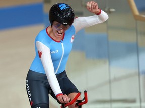 Midale's Keely Shaw, shown celebrating a bronze medal in the women's individual pursuit at last year's Paralympic Games, was named Sask Sport's female athlete of the year on Thursday.