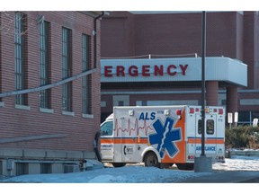 An ambulance arrives at the General Hospital in Regina, Saskatchewan on Feb 20, 2020. BRANDON HARDER/ Regina Leader-Post