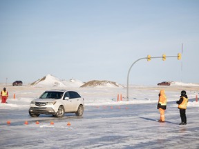Drivers put their winter driving skills to the test on an icy track as part of the 2022 Skid Smart Collision Avoidance program on Monday, Jan. 10, 2022 in Regina.