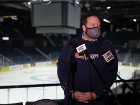 Tim Reid, President and CEO of REAL speaks to the media at the Brandt Centre on Tuesday, January 11, 2022 in Regina.