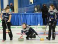 Saskatoon's Ashley Howard, shown throwing a rock at the provincial Scotties Tournament of Hearts in Assiniboia, is in one of Saturday afternoon's C-event finals.