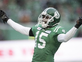Safety Mike Edem is returning for a fifth CFL season with the Saskatchewan Roughriders after a signing extension was announced on Friday. TROY FLEECE / Regina Leader-Post