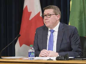 Premier Scott Moe speaks during a press conference at the Legislative Building in January.