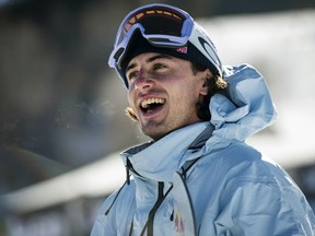 Regina's Mark McMorris stands at the bottom of the course after winning the gold medal in men's snowboard slopestyle at the Winter X Games on Saturday in Aspen, Colo.