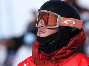 Mark McMorris of Team Canada looks on during the Men's Snowboard Slopestyle Final on Day 3 of the Beijing 2022 Winter Olympic Games.