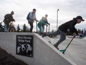 This photo from 2019 shows a newly unveiled plaque designating Terry Hincks Skate Park on Rochdale Boulevard. Hincks, a former city councilman, died in 2016.