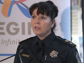Seen here in a file photo from December 2019, Regina police officer Lorilee Davies has become the first woman appointed to the rank of deputy chief in the force's 130-year history.
