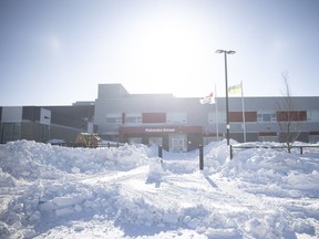 Plainview School has snow removed after an overnight blizzard closed the school on Tuesday.