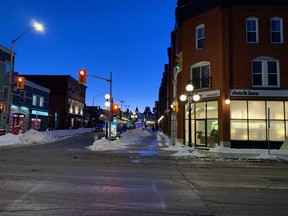 Amid lockdown in Ontario, the streets were quiet on the edge of the Byward Market, Ottawa, on Jan. 25, 2022. Photo by Russell Wangersky.
