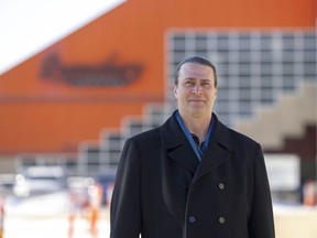 Murray Giesbrecht, executive director of the North Central Community Association, stands outside Evraz Place on Tuesday, February 22, 2022 in Regina.