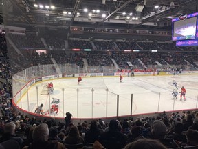 The Brandt Centre was nearly full for Monday afternoon's WHL game between the Regina Pats and Swift Current Broncos.