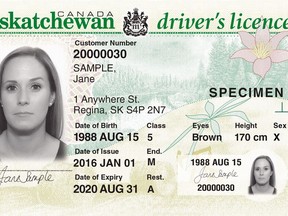 Sample Sask. drivers licence