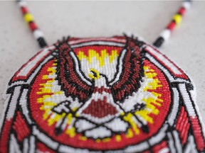 Jamie Lerat's mother, Pearleen, gave him this pearl job when he got his MBA. He represents the Cowessess First Nation.