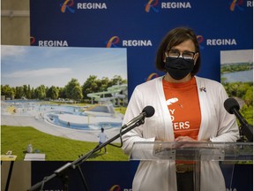 Diana Hawryluk, executive director of City Planning & Community Development for the City of Regina, speaks at city hall.