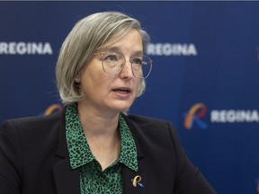 Louise Folk, executive director of people and transformation for the City of Regina, speaks during a technical briefing of the city's Energy and Sustainability Framework plan on Monday, March 14, 2022 in Regina.