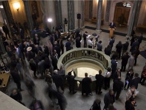 A picture of the rotunda in the Saskatchewan Legislative building during budget day in March 2022.