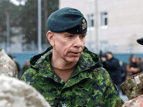 General Wayne Donald Eyre, Canada's chief of the defence staff, during a visit to the Adazi military base in Latvia, March 8, 2022.