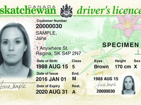 REGINA, SASK : March 25, 2019 -- Mock-up of SGI driver's licence, showing the new X designation for sex.