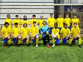 Ukraine's under-17 boys team at the 2022 WCP Cup soccer tournament. 
Back row (left to right): Hunter Kutcher, Tysen Buzash, Pierce Patrick, Jaiden Evans, Ghazi Bakarat, Ethan Potts, Matthew Arnyek, Ryan Welk, Van Gorrill.
Front row: Grady Hrycyk, Rylan Kaip, Sam Wiebe, James Trobiak, Riley Lozinsky, Ahmed Kabin, JC Mugot, Ethan Rugg. 
Missing: Jacob Montenegro (player); Shirley Potts, Ryan Potts, David Kuntz (coaches); Emma Trobiak (team manager).