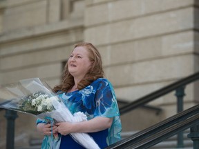 Paula Bali, mother of missing person Mekayla Bali, at the Walk of Hope event at the Saskatchewan Legislative Building in 2019, aimed at raising awareness about missing children in Saskatchewan.