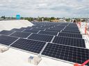 Solar panels on the roof of the Conexus Credit Union North Albert branch.  BRANDON HARDER/ Regina Leader-Post
