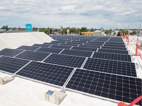 Solar panels on the roof of the Conexus Credit Union North Albert branch. BRANDON HARDER/ Regina Leader-Post