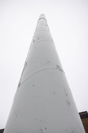 A 14.9 meter SaskTel cell tower at the northwest corner of St. John Street and 7th Avenue on Wednesday, April 13, 2022 in Regina.
