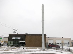 A SaskTel 14.9 metre cell tower on the northwest corner of St. John Street and 7th Avenue on Wednesday, April 13, 2022 in Regina. Concerns about sacrificing green space and proximity to schools prompted Regina's executive committee to postpone a decision to sell SaskTel four parcels of land for new cell towers to expand its 5G network.
