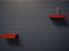 Christina Hajjar incorporates wallpaper in her exhibition.